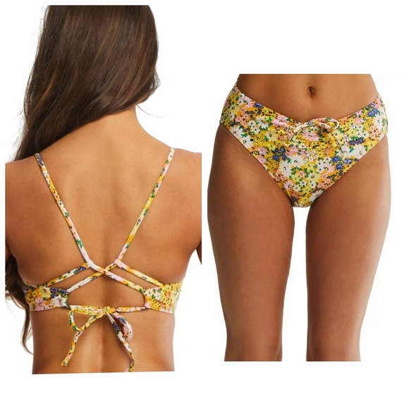 TIME AND TRU Yellow Floral Bikini Set Size: M (8-10) EUC - Picture 2 of 12